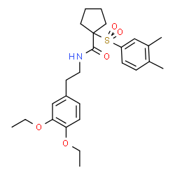 ChemSpider 2D Image | N-[2-(3,4-Diethoxyphenyl)ethyl]-1-[(3,4-dimethylphenyl)sulfonyl]cyclopentanecarboxamide | C26H35NO5S