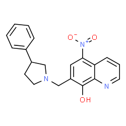 ChemSpider 2D Image | 5-Nitro-7-[(3-phenyl-1-pyrrolidinyl)methyl]-8-quinolinol | C20H19N3O3