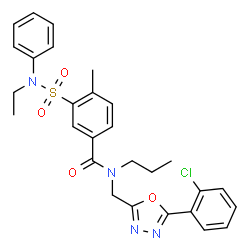 ChemSpider 2D Image | N-{[5-(2-Chlorophenyl)-1,3,4-oxadiazol-2-yl]methyl}-3-[ethyl(phenyl)sulfamoyl]-4-methyl-N-propylbenzamide | C28H29ClN4O4S