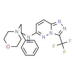 ChemSpider 2D Image | N-[2-(4-Morpholinyl)-1-phenylethyl]-3-(trifluoromethyl)[1,2,4]triazolo[4,3-b]pyridazin-6-amine | C18H19F3N6O
