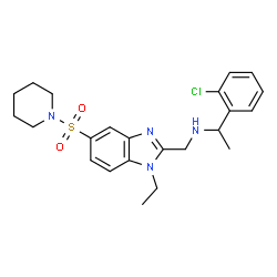ChemSpider 2D Image | 1-(2-Chlorophenyl)-N-{[1-ethyl-5-(1-piperidinylsulfonyl)-1H-benzimidazol-2-yl]methyl}ethanamine | C23H29ClN4O2S