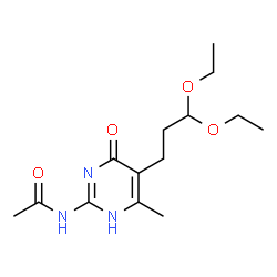 ChemSpider 2D Image | N-[5-(3,3-Diethoxypropyl)-6-methyl-4-oxo-1,4-dihydro-2-pyrimidinyl]acetamide | C14H23N3O4