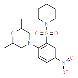 ChemSpider 2D Image | 2,6-Dimethyl-4-[4-nitro-2-(1-piperidinylsulfonyl)phenyl]morpholine | C17H25N3O5S