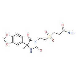 ChemSpider 2D Image | 3-({2-[4-(1,3-Benzodioxol-5-yl)-4-methyl-2,5-dioxo-1-imidazolidinyl]ethyl}sulfonyl)propanamide | C16H19N3O7S