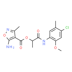 ChemSpider 2D Image | 1-[(4-Chloro-2-methoxy-5-methylphenyl)amino]-1-oxo-2-propanyl 5-amino-3-methyl-1,2-oxazole-4-carboxylate | C16H18ClN3O5
