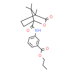 ChemSpider 2D Image | Propyl 3-{[(4,7,7-trimethyl-3-oxo-2-oxabicyclo[2.2.1]hept-1-yl)carbonyl]amino}benzoate | C20H25NO5
