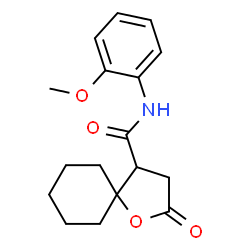 ChemSpider 2D Image | N-(2-Methoxyphenyl)-2-oxo-1-oxaspiro[4.5]decane-4-carboxamide | C17H21NO4
