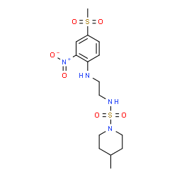 ChemSpider 2D Image | 4-Methyl-N-(2-{[4-(methylsulfonyl)-2-nitrophenyl]amino}ethyl)-1-piperidinesulfonamide | C15H24N4O6S2