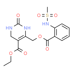 ChemSpider 2D Image | Ethyl 6-[({2-[(methylsulfonyl)amino]benzoyl}oxy)methyl]-2-oxo-1,2,3,4-tetrahydro-5-pyrimidinecarboxylate | C16H19N3O7S