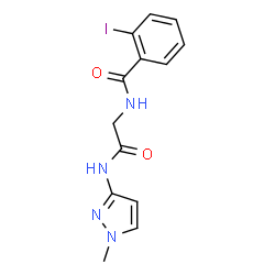 ChemSpider 2D Image | 2-Iodo-N-{2-[(1-methyl-1H-pyrazol-3-yl)amino]-2-oxoethyl}benzamide | C13H13IN4O2