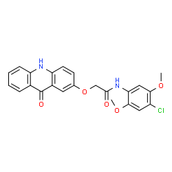 ChemSpider 2D Image | N-(4-Chloro-2,5-dimethoxyphenyl)-2-[(9-oxo-9,10-dihydro-2-acridinyl)oxy]acetamide | C23H19ClN2O5