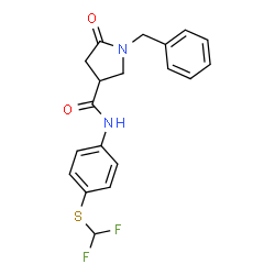 ChemSpider 2D Image | 1-Benzyl-N-{4-[(difluoromethyl)sulfanyl]phenyl}-5-oxo-3-pyrrolidinecarboxamide | C19H18F2N2O2S