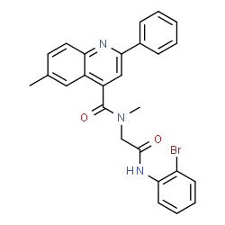 ChemSpider 2D Image | N-{2-[(2-Bromophenyl)amino]-2-oxoethyl}-N,6-dimethyl-2-phenyl-4-quinolinecarboxamide | C26H22BrN3O2