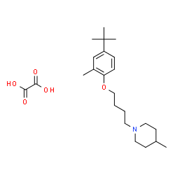 ChemSpider 2D Image | 4-Methyl-1-{4-[2-methyl-4-(2-methyl-2-propanyl)phenoxy]butyl}piperidine ethanedioate (1:1) | C23H37NO5