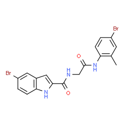 ChemSpider 2D Image | 5-Bromo-N-{2-[(4-bromo-2-methylphenyl)amino]-2-oxoethyl}-1H-indole-2-carboxamide | C18H15Br2N3O2