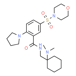 ChemSpider 2D Image | N-{[1-(Dimethylamino)cyclohexyl]methyl}-5-(4-morpholinylsulfonyl)-2-(1-pyrrolidinyl)benzamide | C24H38N4O4S