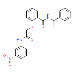 ChemSpider 2D Image | 2-{2-[(4-Methyl-3-nitrophenyl)amino]-2-oxoethoxy}-N-(1-phenylethyl)benzamide | C24H23N3O5