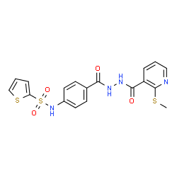 ChemSpider 2D Image | N-{4-[(2-{[2-(Methylsulfanyl)-3-pyridinyl]carbonyl}hydrazino)carbonyl]phenyl}-2-thiophenesulfonamide | C18H16N4O4S3