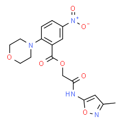 ChemSpider 2D Image | 2-[(3-Methyl-1,2-oxazol-5-yl)amino]-2-oxoethyl 2-(4-morpholinyl)-5-nitrobenzoate | C17H18N4O7
