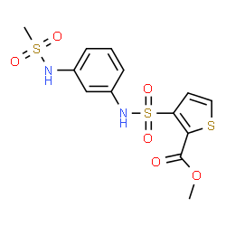 ChemSpider 2D Image | Methyl 3-({3-[(methylsulfonyl)amino]phenyl}sulfamoyl)-2-thiophenecarboxylate | C13H14N2O6S3
