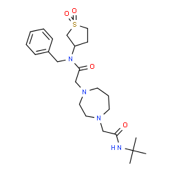 ChemSpider 2D Image | N-Benzyl-N-(1,1-dioxidotetrahydro-3-thiophenyl)-2-(4-{2-[(2-methyl-2-propanyl)amino]-2-oxoethyl}-1,4-diazepan-1-yl)acetamide | C24H38N4O4S