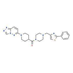 ChemSpider 2D Image | {4-[(2-Phenyl-1,3-thiazol-4-yl)methyl]-1-piperazinyl}[1-([1,2,4]triazolo[4,3-b]pyridazin-6-yl)-4-piperidinyl]methanone | C25H28N8OS