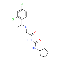 ChemSpider 2D Image | N-(Cyclopentylcarbamoyl)-N~2~-[1-(2,4-dichlorophenyl)ethyl]glycinamide | C16H21Cl2N3O2