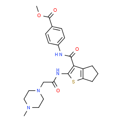 ChemSpider 2D Image | Methyl 4-{[(2-{[(4-methyl-1-piperazinyl)acetyl]amino}-5,6-dihydro-4H-cyclopenta[b]thiophen-3-yl)carbonyl]amino}benzoate | C23H28N4O4S