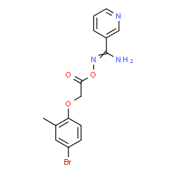 ChemSpider 2D Image | N'-[2-(4-Bromo-2-methylphenoxy)acetoxy]-3-pyridinecarboximidamide | C15H14BrN3O3