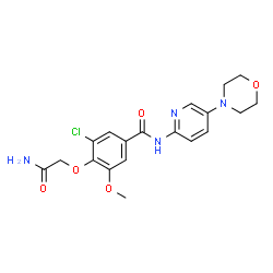 ChemSpider 2D Image | 4-(2-Amino-2-oxoethoxy)-3-chloro-5-methoxy-N-[5-(4-morpholinyl)-2-pyridinyl]benzamide | C19H21ClN4O5