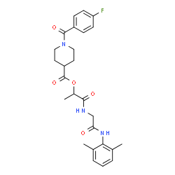 ChemSpider 2D Image | 1-({2-[(2,6-Dimethylphenyl)amino]-2-oxoethyl}amino)-1-oxo-2-propanyl 1-(4-fluorobenzoyl)-4-piperidinecarboxylate | C26H30FN3O5