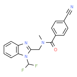 ChemSpider 2D Image | 4-Cyano-N-{[1-(difluoromethyl)-1H-benzimidazol-2-yl]methyl}-N-methylbenzamide | C18H14F2N4O