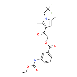 ChemSpider 2D Image | 2-[2,5-Dimethyl-1-(2,2,2-trifluoroethyl)-1H-pyrrol-3-yl]-2-oxoethyl 3-[(ethoxycarbonyl)amino]benzoate | C20H21F3N2O5