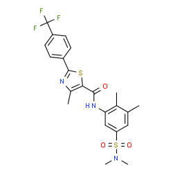 ChemSpider 2D Image | N-[5-(Dimethylsulfamoyl)-2,3-dimethylphenyl]-4-methyl-2-[4-(trifluoromethyl)phenyl]-1,3-thiazole-5-carboxamide | C22H22F3N3O3S2