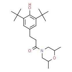 ChemSpider 2D Image | 1-(2,6-Dimethyl-4-morpholinyl)-3-[4-hydroxy-3,5-bis(2-methyl-2-propanyl)phenyl]-1-propanone | C23H37NO3