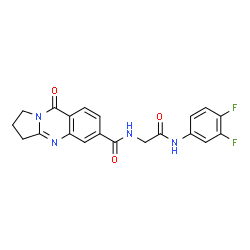 ChemSpider 2D Image | N-{2-[(3,4-Difluorophenyl)amino]-2-oxoethyl}-9-oxo-1,2,3,9-tetrahydropyrrolo[2,1-b]quinazoline-6-carboxamide | C20H16F2N4O3