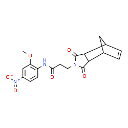 ChemSpider 2D Image | 3-(3,5-Dioxo-4-azatricyclo[5.2.1.0~2,6~]dec-8-en-4-yl)-N-(2-methoxy-4-nitrophenyl)propanamide | C19H19N3O6