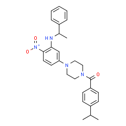 ChemSpider 2D Image | (4-Isopropylphenyl)(4-{4-nitro-3-[(1-phenylethyl)amino]phenyl}-1-piperazinyl)methanone | C28H32N4O3