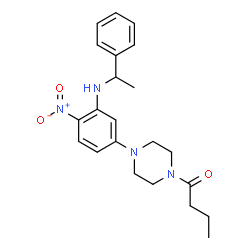 ChemSpider 2D Image | 1-(4-{4-Nitro-3-[(1-phenylethyl)amino]phenyl}-1-piperazinyl)-1-butanone | C22H28N4O3