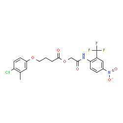 ChemSpider 2D Image | 2-{[4-Nitro-2-(trifluoromethyl)phenyl]amino}-2-oxoethyl 4-(4-chloro-3-methylphenoxy)butanoate | C20H18ClF3N2O6