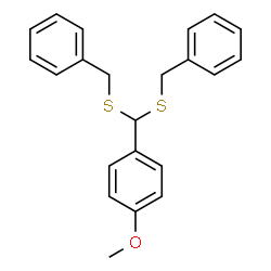 ChemSpider 2D Image | 1-[Bis(benzylsulfanyl)methyl]-4-methoxybenzene | C22H22OS2