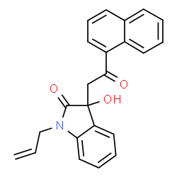 ChemSpider 2D Image | 1-Allyl-3-hydroxy-3-[2-(1-naphthyl)-2-oxoethyl]-1,3-dihydro-2H-indol-2-one | C23H19NO3