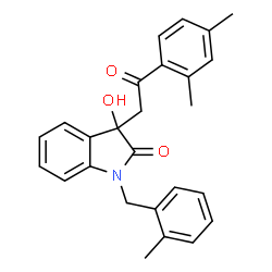 ChemSpider 2D Image | 3-[2-(2,4-Dimethylphenyl)-2-oxoethyl]-3-hydroxy-1-(2-methylbenzyl)-1,3-dihydro-2H-indol-2-one | C26H25NO3