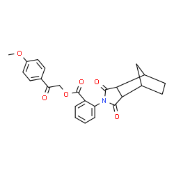 ChemSpider 2D Image | 2-(4-Methoxyphenyl)-2-oxoethyl 2-(3,5-dioxo-4-azatricyclo[5.2.1.0~2,6~]dec-4-yl)benzoate | C25H23NO6