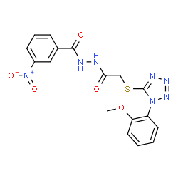 ChemSpider 2D Image | N'-({[1-(2-Methoxyphenyl)-1H-tetrazol-5-yl]sulfanyl}acetyl)-3-nitrobenzohydrazide | C17H15N7O5S