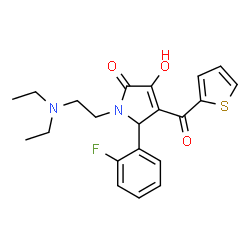 ChemSpider 2D Image | 1-[2-(Diethylamino)ethyl]-5-(2-fluorophenyl)-3-hydroxy-4-(2-thienylcarbonyl)-1,5-dihydro-2H-pyrrol-2-one | C21H23FN2O3S