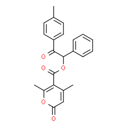 ChemSpider 2D Image | 2-(4-Methylphenyl)-2-oxo-1-phenylethyl 4,6-dimethyl-2-oxo-2H-pyran-5-carboxylate | C23H20O5