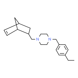 ChemSpider 2D Image | 1-(Bicyclo[2.2.1]hept-5-en-2-ylmethyl)-4-(4-ethylbenzyl)piperazine | C21H30N2