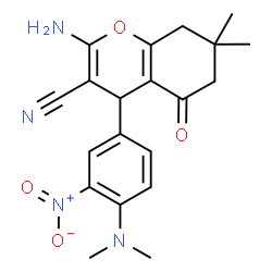 ChemSpider 2D Image | 2-Amino-4-[4-(dimethylamino)-3-nitrophenyl]-7,7-dimethyl-5-oxo-5,6,7,8-tetrahydro-4H-chromene-3-carbonitrile | C20H22N4O4
