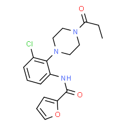 ChemSpider 2D Image | N-[3-Chloro-2-(4-propionyl-1-piperazinyl)phenyl]-2-furamide | C18H20ClN3O3